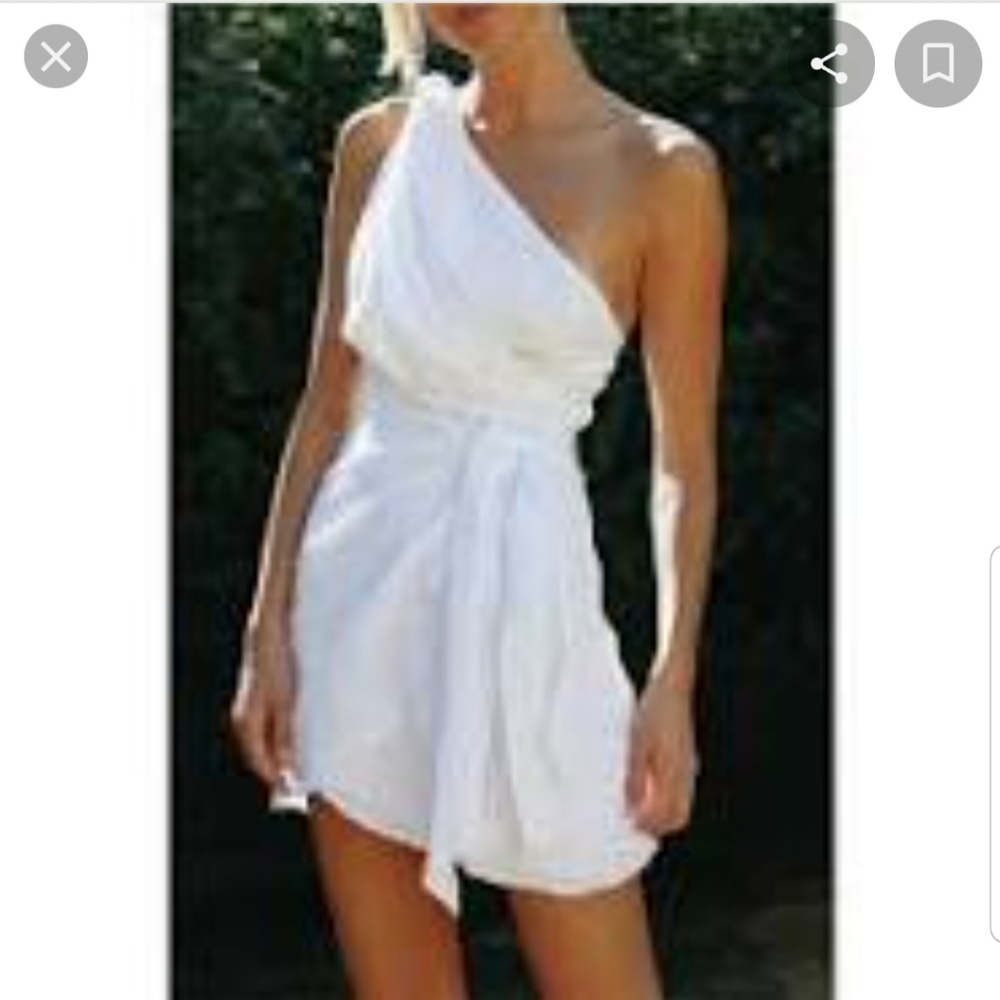 One shoulder crinkle cut dress